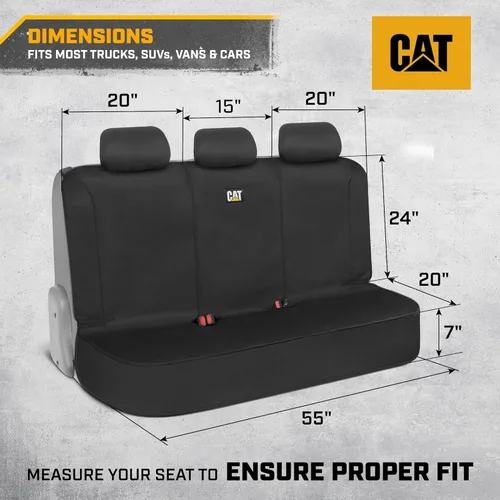 Miniatura 2 de CAT Flexfit™ Funda de asiento trasero negra para automóvil, SUV y camión - Material de lona duradero Fundas de asiento trasero de coche 60/40