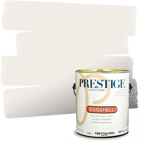 Miniatura 37 de Prestige Paints - Pintura y sellador 2 en 1 para exteriores, 1 galón, plana, similar a Sherwin Williams Snowfall, P100-P-SW6000