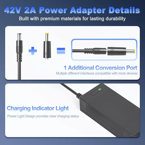 Miniatura 5 de Cargador de scooter de 42V 2A compatible con Gotrax GXL V2, G2, G3, G4, Apex, Eclipse, Rival, XR Elite, Tour XP, fuente de alimentación eléctrica