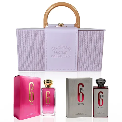 6PM - Juego de colonia de pareja Royal & Pink, 100 mlx2 Eau de Parfum de larga duración aroma floral y afrutado para mujeres y hombres, perfume con