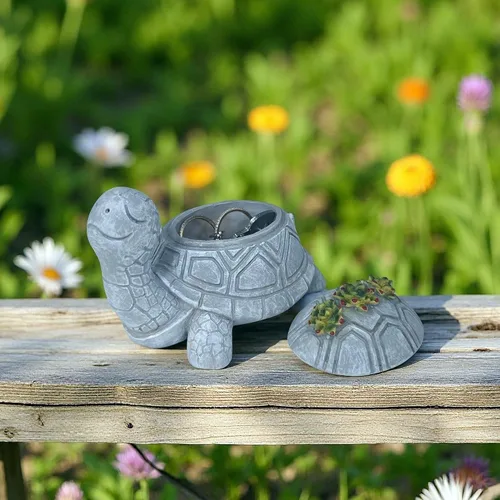 Miniatura 5 de Turtle Hide A Key Outside Cute Suculenta Turtle Key Hiders Outdoor Spare Fake Rock Ocultar Dispositivos Secretos Titular Estatua Decoración