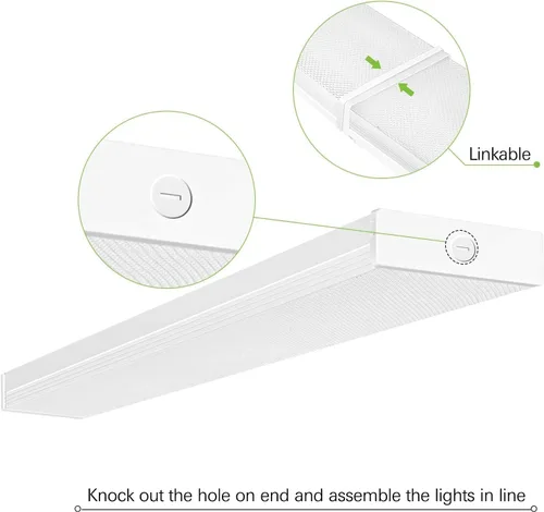 Miniatura 4 de hykolity Paquete de 4 luces LED envolventes de 40 W y 4 pies para garaje, [2 lámparas equivalentes fluorescentes de 32 W] 4400 lm 4000 K, lámpara