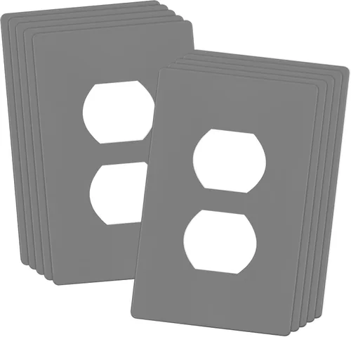 Miniatura 27 de ENERLITES Placa de pared de salida de receptáculo dúplex de tamaño mediano, placas de cubiertas de toma de corriente, tamaño medio de 1 banda, 4.88