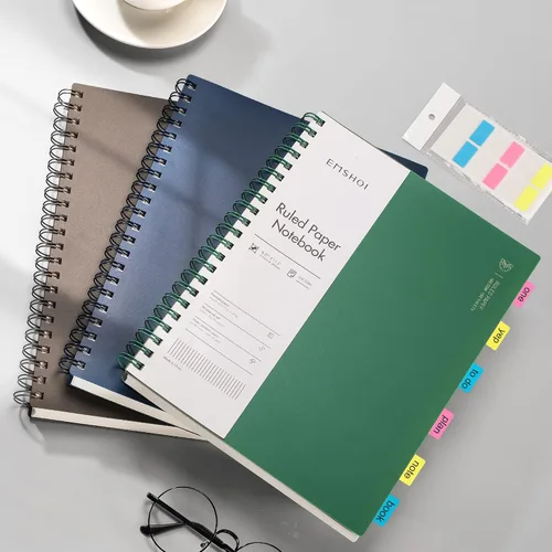 Miniatura 7 de EMSHOI Cuaderno de espiral A4 con rayas universitarias, 11.2" X 8.27", 300 páginas/150 hojas, páginas perforadas fáciles de rasgar, papel grueso