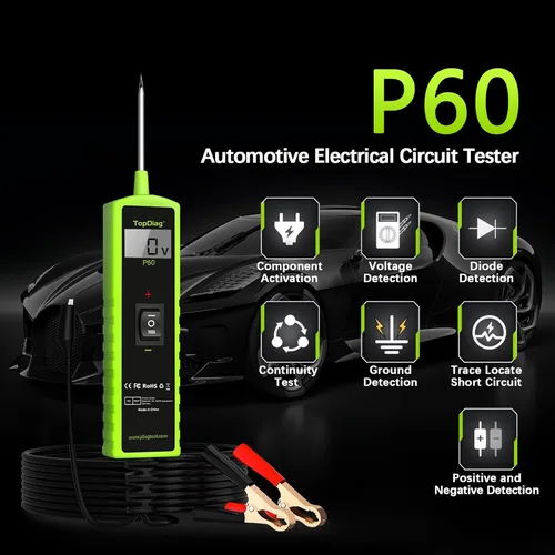 Miniatura 2 de Topdiag Probador de sonda de circuito de potencia automotriz P60, Kit de sonda de circuito de alimentación de 12-24V, Buscador de automóvil