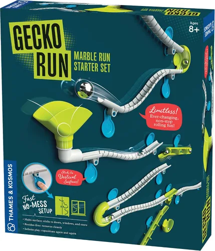 Gecko Run Marble Run - Juego de iniciación por Thames & Kosmos, ganador del juguete del año - Pista de Canicas Vertical de 63 Piezas, pistas