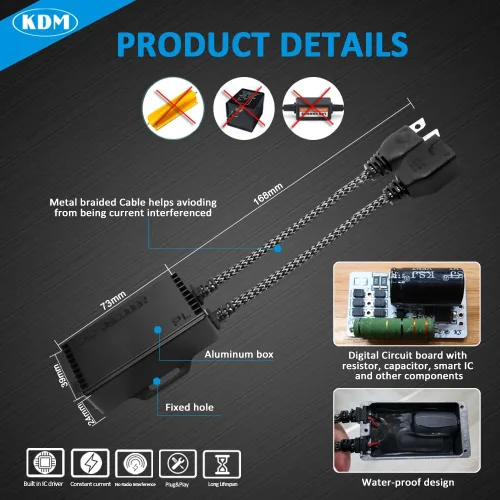 Miniatura 6 de KDM H7 LED Canbus Decodificador, resistencia de carga antiparpadeo sin errores, adaptador LED de advertencia cancelador de advertencia, paquete de 2