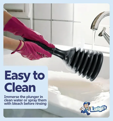 Miniatura 5 de Luigi's Desagüe para cocina con émbolo para lavabo de baño, bañera o ducha de drenaje, removedor de obstrucciones pequeño y potente, estilo Negro
