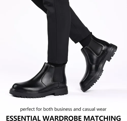 Miniatura 7 de Holy dove Botas Chelsea con plataforma y puntera ancha para hombre, botas casuales de vestir al tobillo