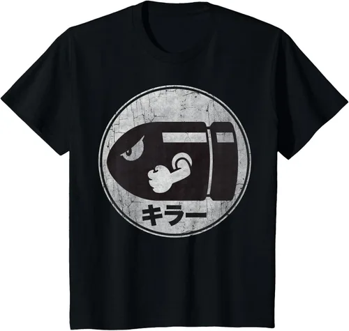 Miniatura 36 de Super Mario Camiseta con logotipo de Bullet Bill Distressed en Kanji