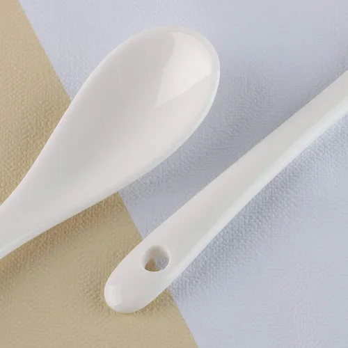 Miniatura 4 de Cucharas de huevo de porcelana para huevos hervidos suaves, café, té, postres de cerámica, juego de 6 cucharas (6 cucharas de huevo)
