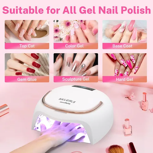 Miniatura 8 de NAILGIRLS Lámpara de uñas LED UV de 80 W, pantalla LCD con sensor automático, luz UV para uñas de gel con 4 temporizadores de curación flash