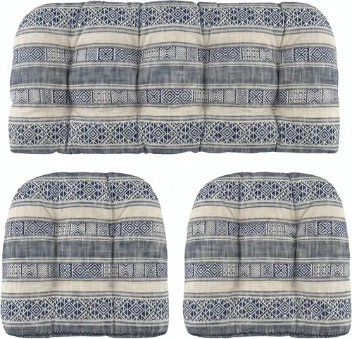 Miniatura 40 de RSH DECOR: Sunbrella - Juego de 3 cojines de mimbre copetudos 41 x 19 pulgadas y 19 x 19 pulgadas Fabricado con tela de rendimiento Sunbrella