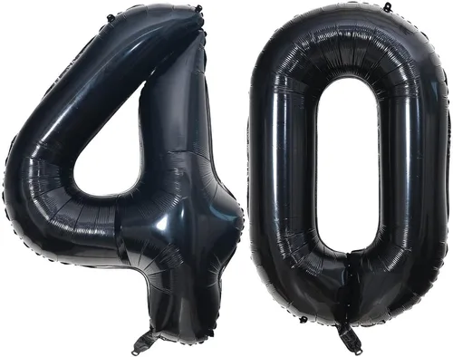 Miniatura 31 de Globos de 40 pulgadas negros con número 0 de helio, globos negros gigantes con número 0 para decoraciones de fiesta de cumpleaños, aniversario, baby