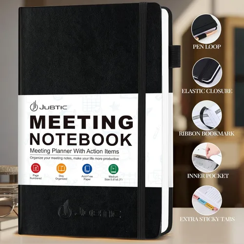 Miniatura 2 de JUBTIC Cuaderno de reuniones para el trabajo con artículos de acción, planificador de proyectos para oficina y negocios, toma de notas, suministros