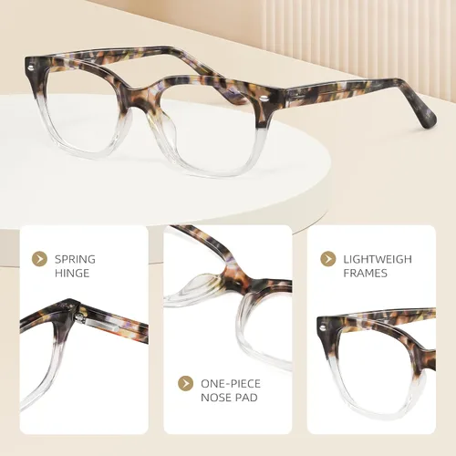 Miniatura 3 de Square Reading Glasses for Women - Blue Light Blocking Readers - Amber Mist