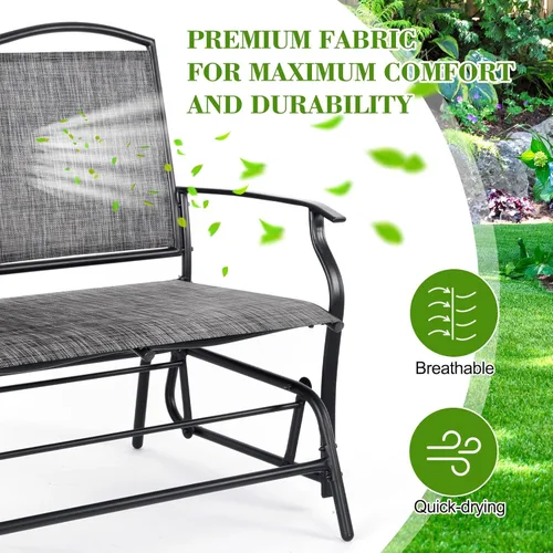 Miniatura 7 de Backyard Expressions Banco Deslizante para 2 Personas para Exteriores, Silla Mecedora Doble Columpio para Patio Loveseat con Marco de Acero