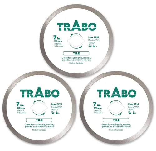 Miniatura 11 de Trabo Paquete de 3 hojas de unión de metal de diamante de borde continuo de 4.5 pulgadas para cortar granito, cerámica, porcelana, cuarzo y más, 3