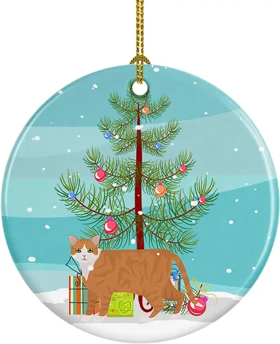Miniatura 149 de Caroline's Treasures Adorno de cerámica con texto en inglés "Merry Christmas" para colgar en el árbol de Navidad, decoración para el hogar, Navidad