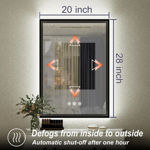 Miniatura 4 de Espejo de baño LED negro de 20 x 28 pulgadas con luces delanteras y traseras 3000K/4500K/6000K, Stepless Dimmable, Anti-Fog, Memory Function, ETL