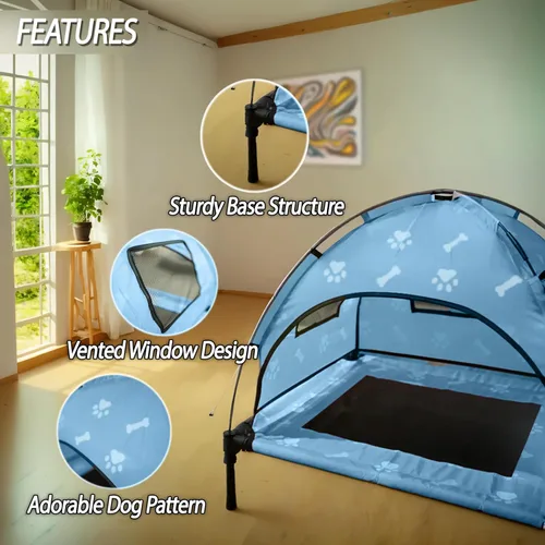 Miniatura 3 de Cama elevada para perros – 36 x 36 x 30 pulgadas – Tumbona para perros pequeños y grandes (hasta 110 libras) – Portátil y duradera – Refrigeración
