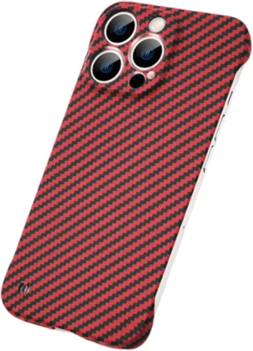 IVY Textura De Fibra De Carbono Cubierta Sin Marco Para IPhone 14 Pro Max Funda De Fibra De Carbono - Rojo