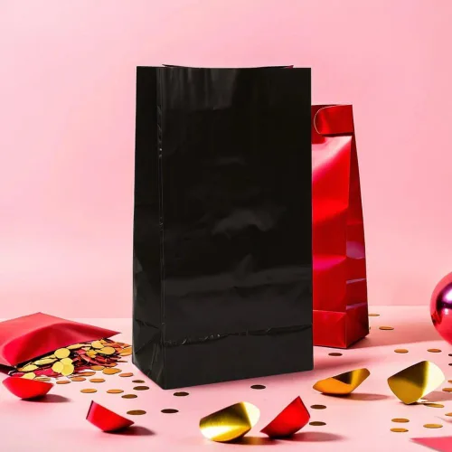 Miniatura 4 de Bolsas de papel brillante para regalos, 12 unidades, 12 unidades, Negro