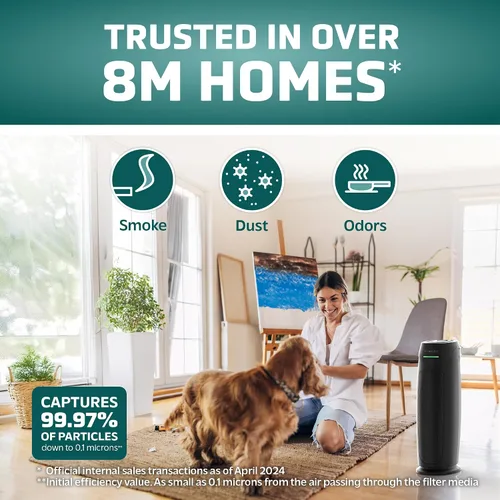 Miniatura 2 de GermGuardian Purificador de aire HEPA para el hogar, habitaciones grandes de hasta 743 pies cuadrados con filtro de aire HEPA PURE, monitor