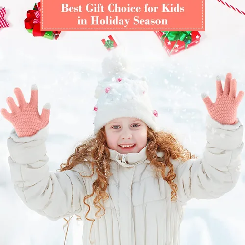 Miniatura 6 de 4 pares de guantes de punto para pantalla táctil de invierno para niños