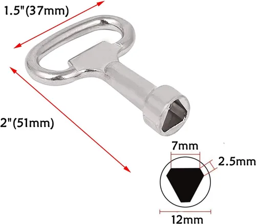 Miniatura 4 de Antrader Llave triangular de 2.0 x 1.5 pulgadas, llave de enchufe triangular Matel, llaves universales para bloqueo de panel triangular, 6 piezas