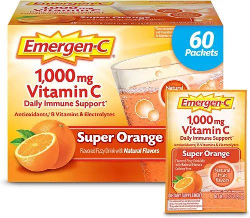 Emergen-C 1000 mg de vitamina C en polvo para apoyo inmunológico diario, suplementos de vitamina C sin cafeína con zinc y manganeso, vitaminas B y