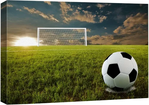 .Wall26, lienzo de pared con pintura de pelota de tenis sobre piso de cancha. Balón de fútbol