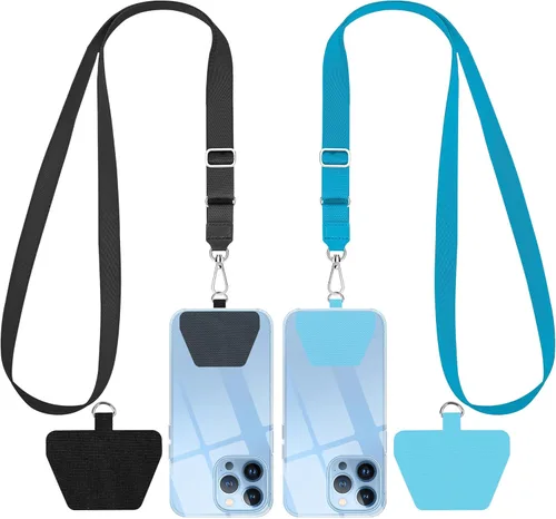 Miniatura 13 de SHANSHUI Cordón para teléfono, correa para el cuello y correa para la muñeca, soporte universal para funda de teléfono, anclaje para todos los Negro