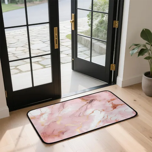 Tapetes de cocina con estampado de mármol rosa dorado rosa, tapete antideslizante para baño, dormitorio, baño, sala de estar, decoración del hogar,
