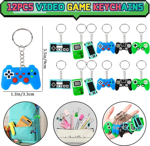 Miniatura 4 de Winrayk 12 juegos de regalos de fiesta de videojuegos, suministros de cumpleaños para jugadores, bolsa con cordón para juegos, pulsera de silicona
