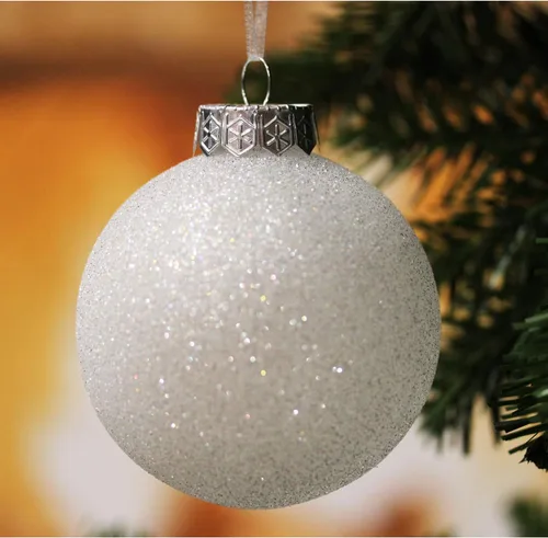 Miniatura 14 de Adornos grandes y blancos para árbol de Navidad de estilo casa de campo, decoración navideña, de 4.72 pulgadas, de plástico inastillable, bolas