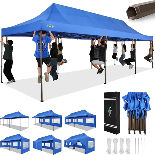 Miniatura 27 de COBIZI Tienda de campaña desplegable resistente de 10 x 10 con 4 paredes laterales extraíbles, toldo desplegable Ez con bolsa portátil, carpa
