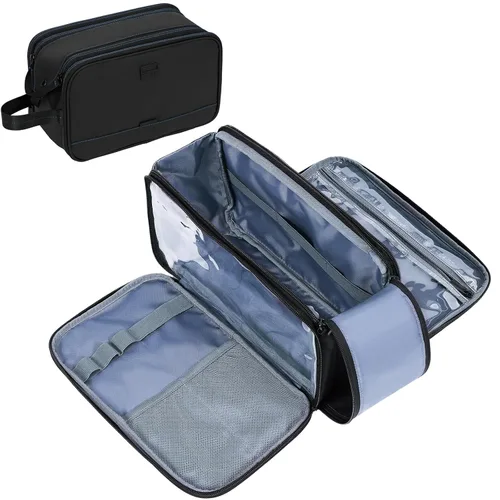 Miniatura 7 de ZEEMO Neceser de viaje para hombre, tamaño mediano, resistente al agua, doble cara, con apertura completa, organizador versátil para accesorios