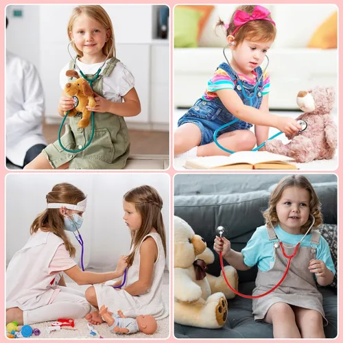 Miniatura 7 de Juguete de Estetoscopio para Niños, Paquete de 2 Estetoscopio de Enfermería Funcional Real para Niños, Kit Médico de Juguete para Niños Pequeños, M