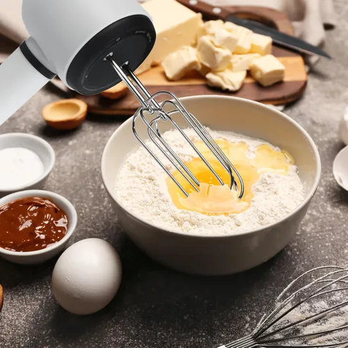 Miniatura 2 de Batidora de mano de 3 velocidades con batidores de borde flexible Diseño de raspado automático para hornear, batir, masa Fácil de limpiar