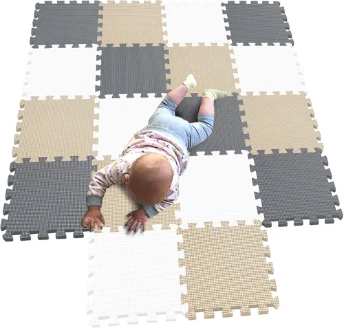 Miniatura 10 de MQIAOHAM® Alfombras de Juego tipo Rompecabezas de 18 Piezas, Alfombra de Juego Suave para Bebés, Baldosas de Espuma Entrelazadas para Niños, Café