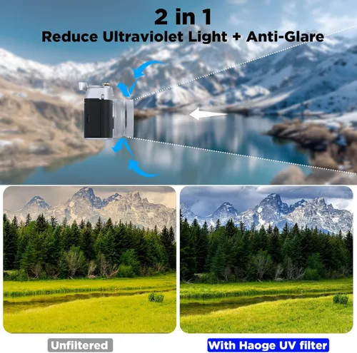 Miniatura 8 de Haoge LUV-X54B - Parasol de lente de metal con protección UV MC, filtro de lente ultravioleta multicapa para cámara Fujifilm X100VI Fuji X100V, Negro