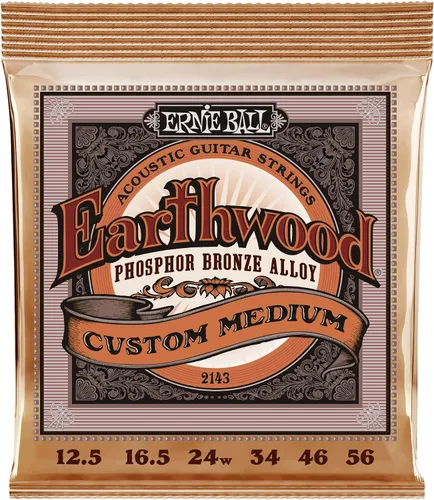 Miniatura 19 de Ernie Ball Earthwood P03543 - Cuerdas para guitarra acústica personalizadas de bronce fosforoso medio, paquete de 3, calibre 12.5-56