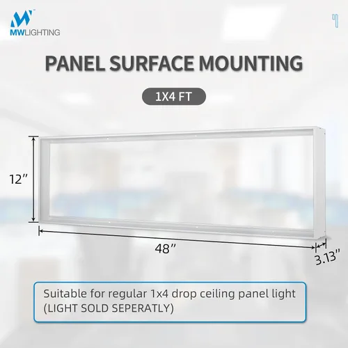 Miniatura 2 de Kit de montaje en superficie de 1 x 4 para panel plano LED, marco de techo de aluminio para 12 x 48 x 3.13 pulgadas, bueno para panel iluminado
