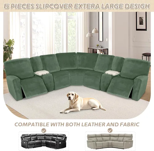 Miniatura 427 de Arfntevss Fundas de sofá seccional reclinable de terciopelo, Funda de sofá seccional de esquina para sofá reclinable, Funda elástica suave