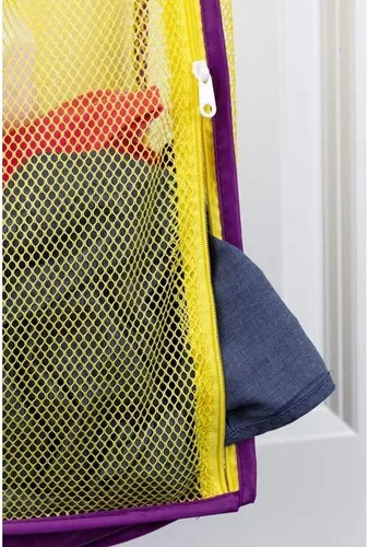 Miniatura 4 de Ordena y gana puntos con el divertido cesto colgante para ropa de LED para niños, plegable y con malla, con luces, cofre de juguetes, ganchos