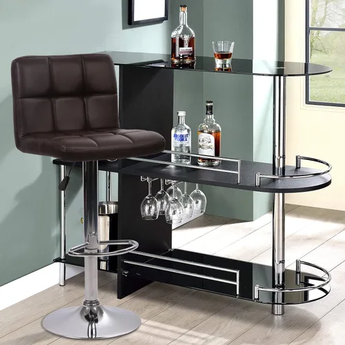 Miniatura 7 de Juego de 2 taburetes de bar, taburete giratorio ajustable de piel sintética, silla de comedor giratoria hidráulica con reposabrazos, sillas modernas