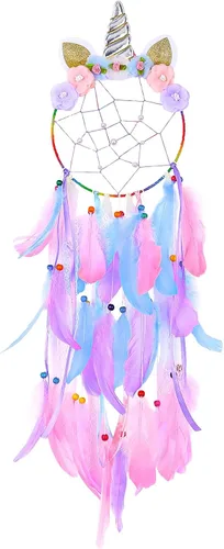 Miniatura 7 de QtGirl Atrapasueños para niños, decoración de pared de unicornio para dormitorio de niñas, decoración de flores para colgar en la pared
