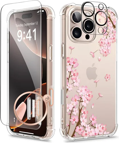 Miniatura 80 de GVIEWIN - Funda floral para iPhone 14 de 6.1 pulgadas, protector de pantalla + protector de lente de cámara, no se amarillenta, a prueba de golpes