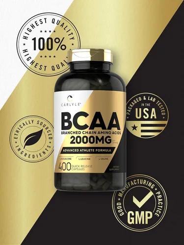Miniatura 5 de Carlyle BCAA Cápsulas 2000 mg 400 píldoras en polvo Mezcla de suplemento de aminoácidos para mujeres y hombres con L-isoleucina